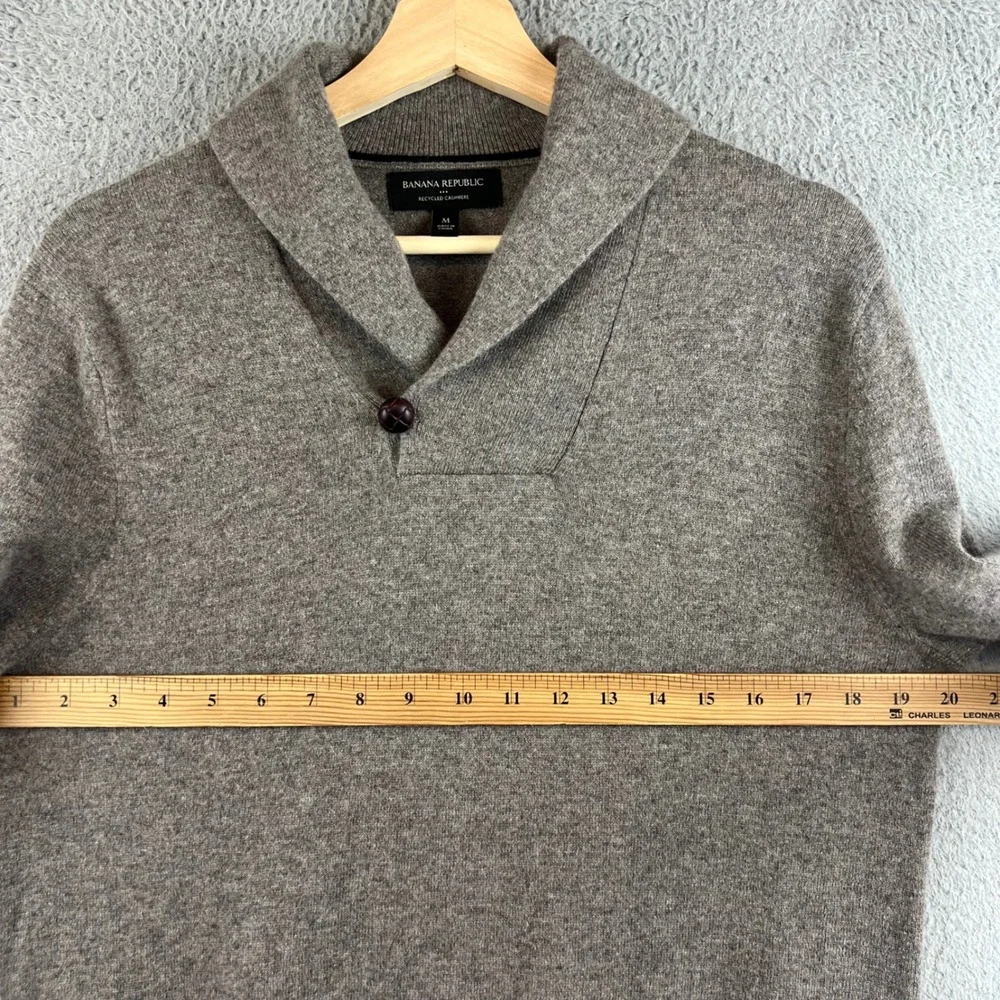 Banana Republic Mens Recycled Cashmere Shawl Collar Sweater Brown Medium M